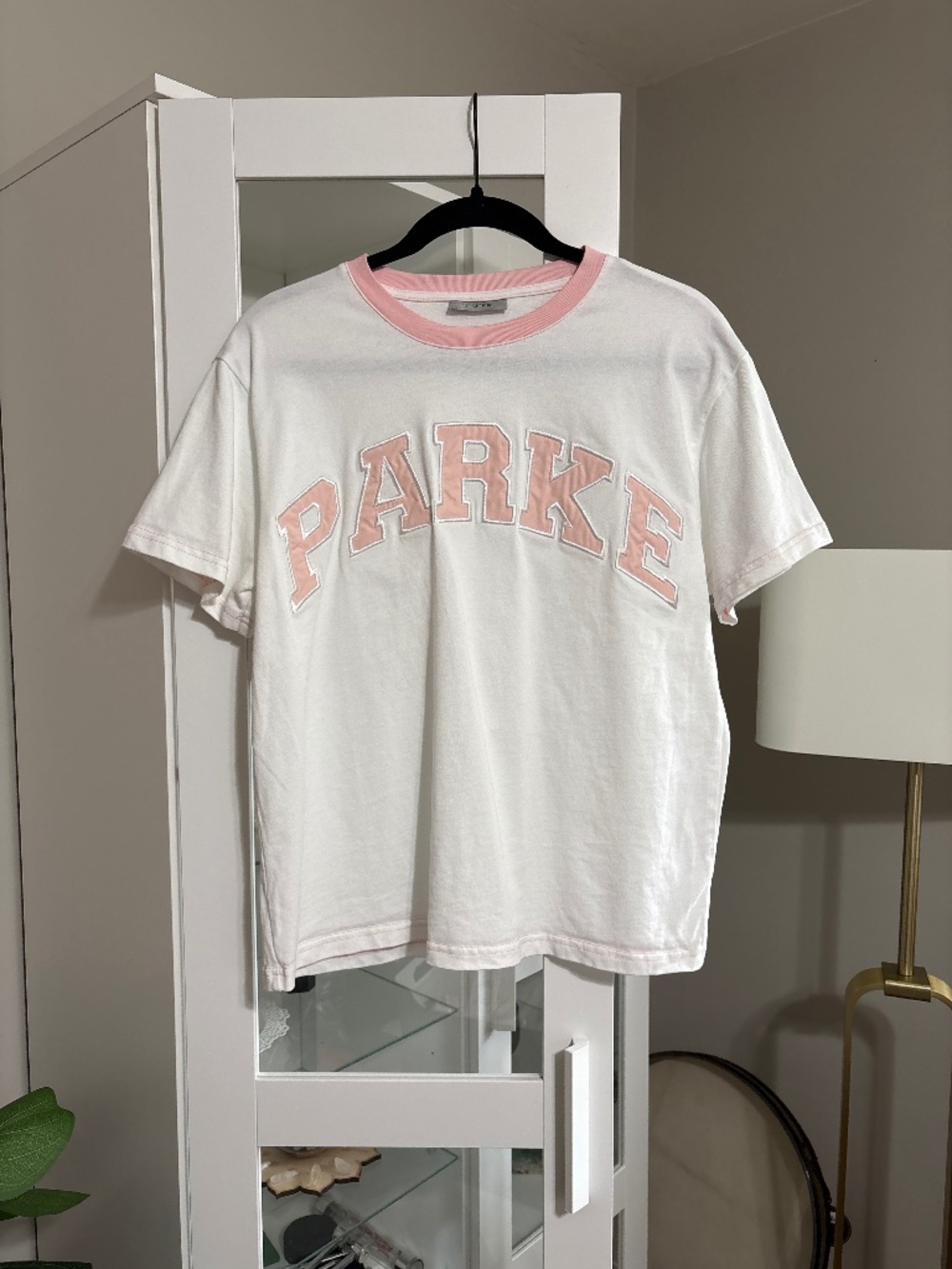 Parke White & Light Pink Ringer Tee